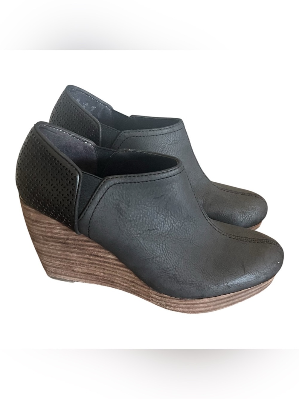 Dr. Scholl’s Black Perforated Wedge Booties Memory Foam Comfort Shoes Size 8
